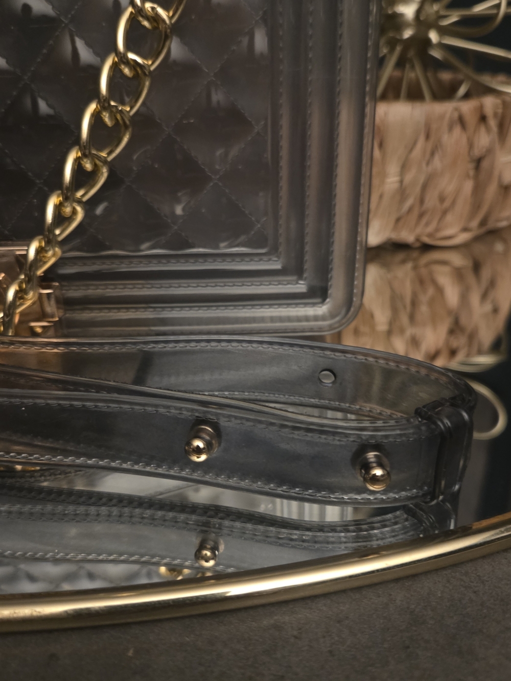 Smoky Transparent Quilted Jelly Chain Bag | Luxe Glam Statement Purse - Picture 14 of 17